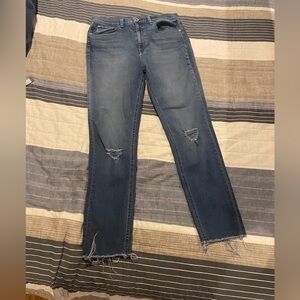 RAG & BONE high rise ankle skinny distressed jeans